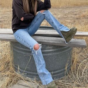 Zara High Rise Split Leg Jeans